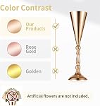 NUPTIO Trumpet Vase Wedding Centerpiece, 16.5" Tall, Metal, Gold, 2 Pcs | Flower Arrangement Table Centerpiece, for Anniversary, Ceremony, Party, Birthday, Event