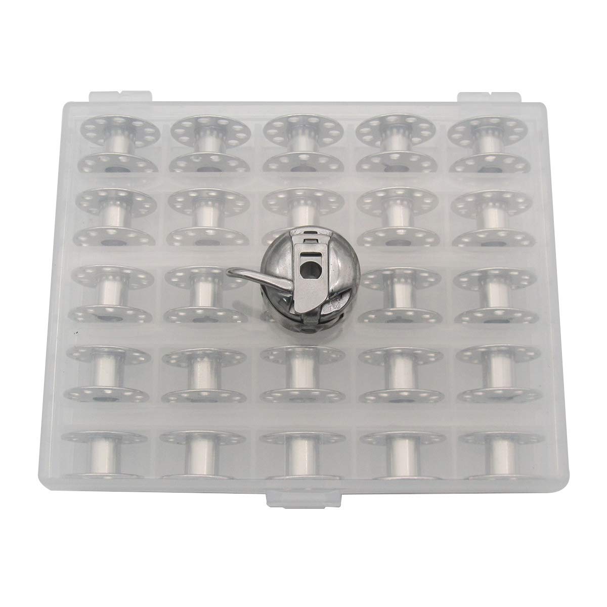 CKPSMS Marque – #BC-HA1 1 pièce boîte 2518 25 pièces compatibles avec machine à coudre Kenmore Singer White Viking Elna Bernina Bernette, 1 étui de bobine et 25 bobines avec boîte