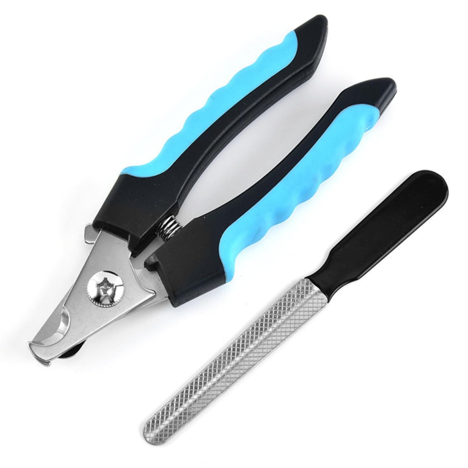 Dog & Cat Grooming Brush Combo - Double Sided Shedding and Dematting Undercoat Rake Comb for All Hair Types, Extra Wide, Blue, 2 Count