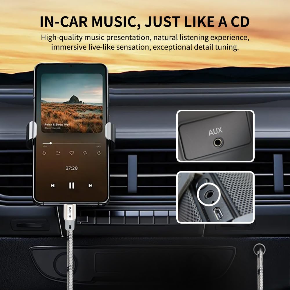 USB C to 3.5mm Audio Aux Jack Cable, Type C to 3.5mm Headphone Car Stereo Cord Compatible with iPhone 17 16 15 Pro Max Air, Samsung Galaxy S25 S24 S23 Note 20, Pixel 9 8, iPad Pro(3.2ft/1m)