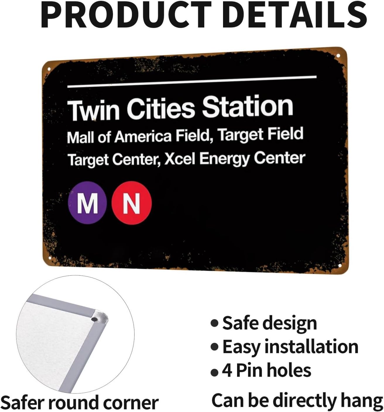 Vintage Metal Sign, Twin Cities Station Subway Retro Tin Signs, Home Bar Garage Man Cave Street Wall Decor Art, Present Gift for Friends, Housewarming 12 x 8 inch image 3