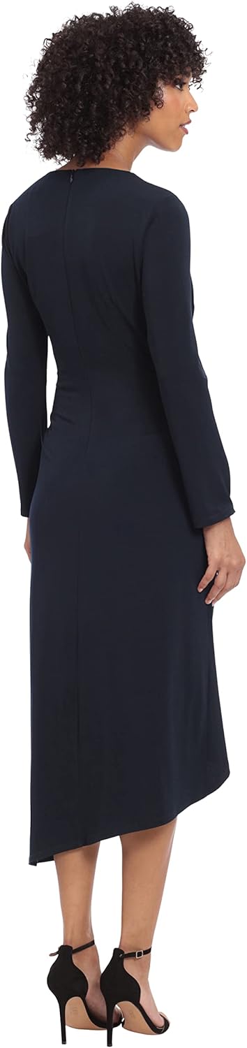 Maggy London Womens Long Sleeve Asymmetric Neck and Hem Dress - Image 4