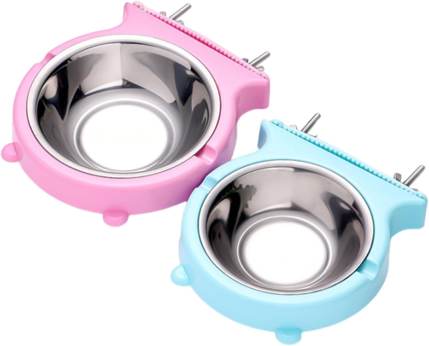 Sluggish Feeder Canine Bowls, 2Pcs Stainless Metal Canines Bowl Set Hanging Pet Cage Feeder Bowl Meals and Water Feeders Dish Canines Cage Mounted