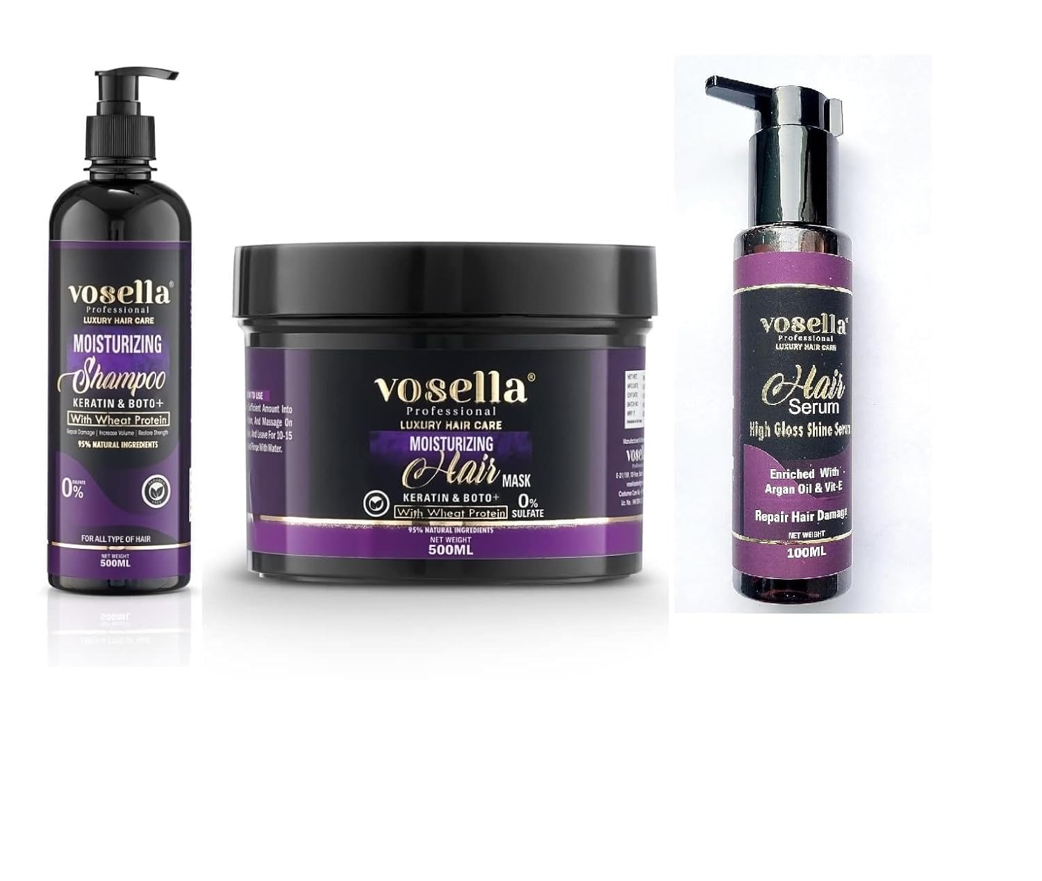 Professional Keratin & BOTO+ Shampoo + Hair Mask (500ML Each) with Hair Serum (50g) | Wheat Protein | Sulfate-Free | Deep Nourishment & Smoothing Hair Care (Pack of 3)-picture-53
