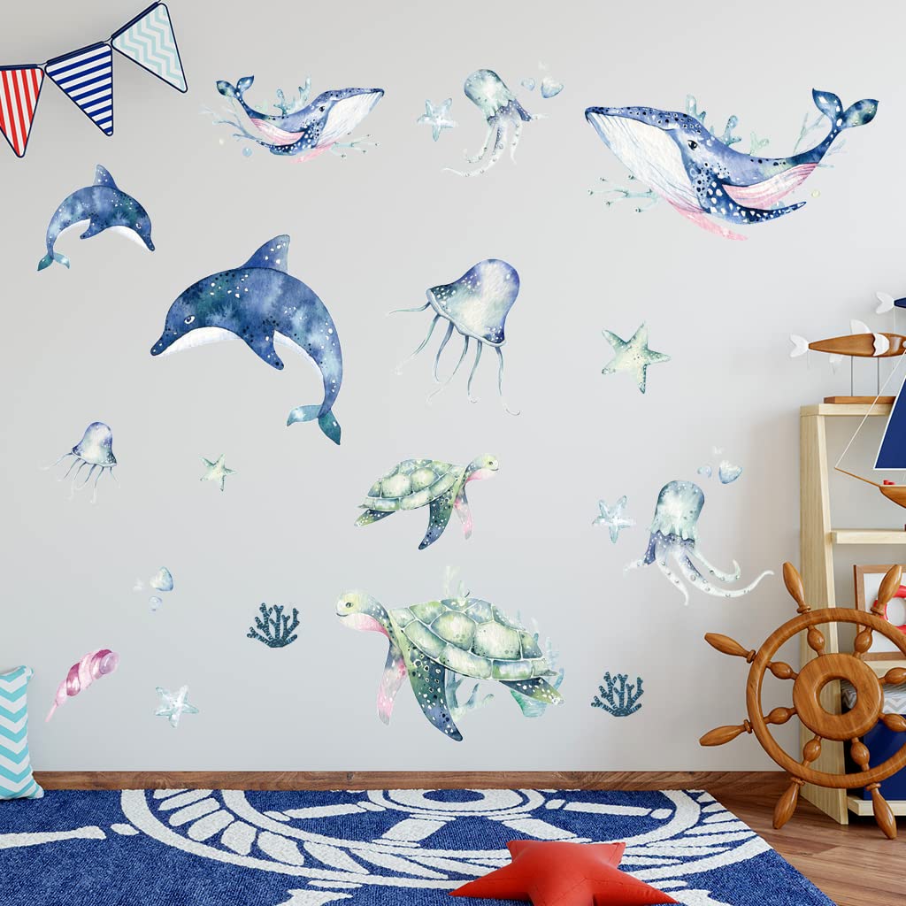 Stickers Muraux Enfants Thème Marin - 33 Autocollants Décoratifs Pour Chambre Et Salle De Bain