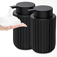 Dlirho Ceramic Foaming Soap Dispenser 12oz 2-Pack Black - Refillable Foam Pump for Bathroom Kitchen Countertop Hand Soap Lotion