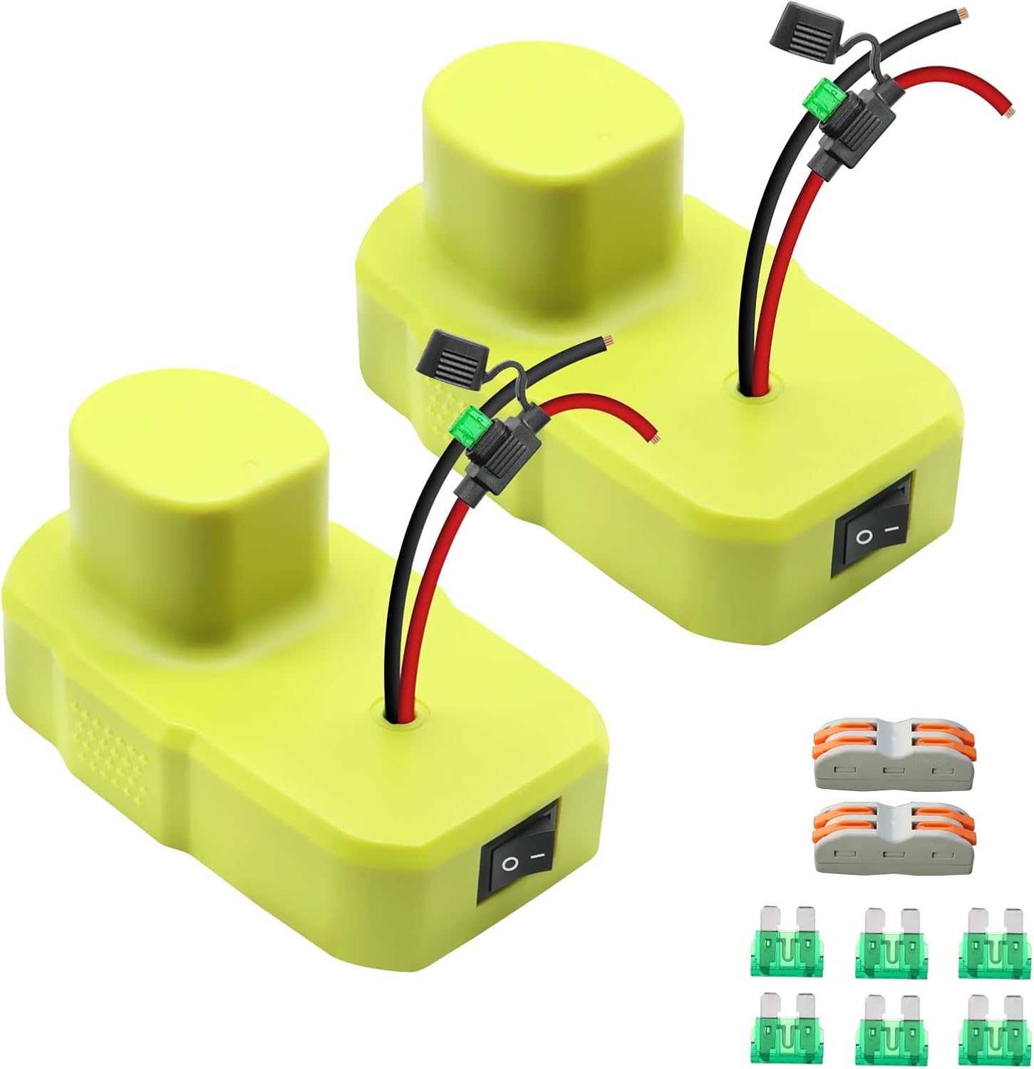 Battery Adapter Compatible with Ryobi 18v Battery with Fuse & Switch/12AWG Wire, Terminal Power Connector for Power DIY, RC Car Toys, Wheels and Robotics