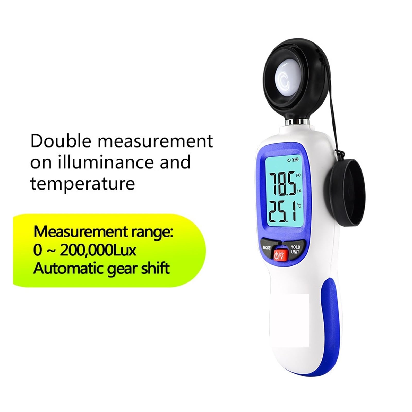 Luxmetro, Illuminometro digitale professionale WT81 Precisione 0-20000 Lux Luxmetro Data Hold Misuratore di intensità luminosa Temperatura e
