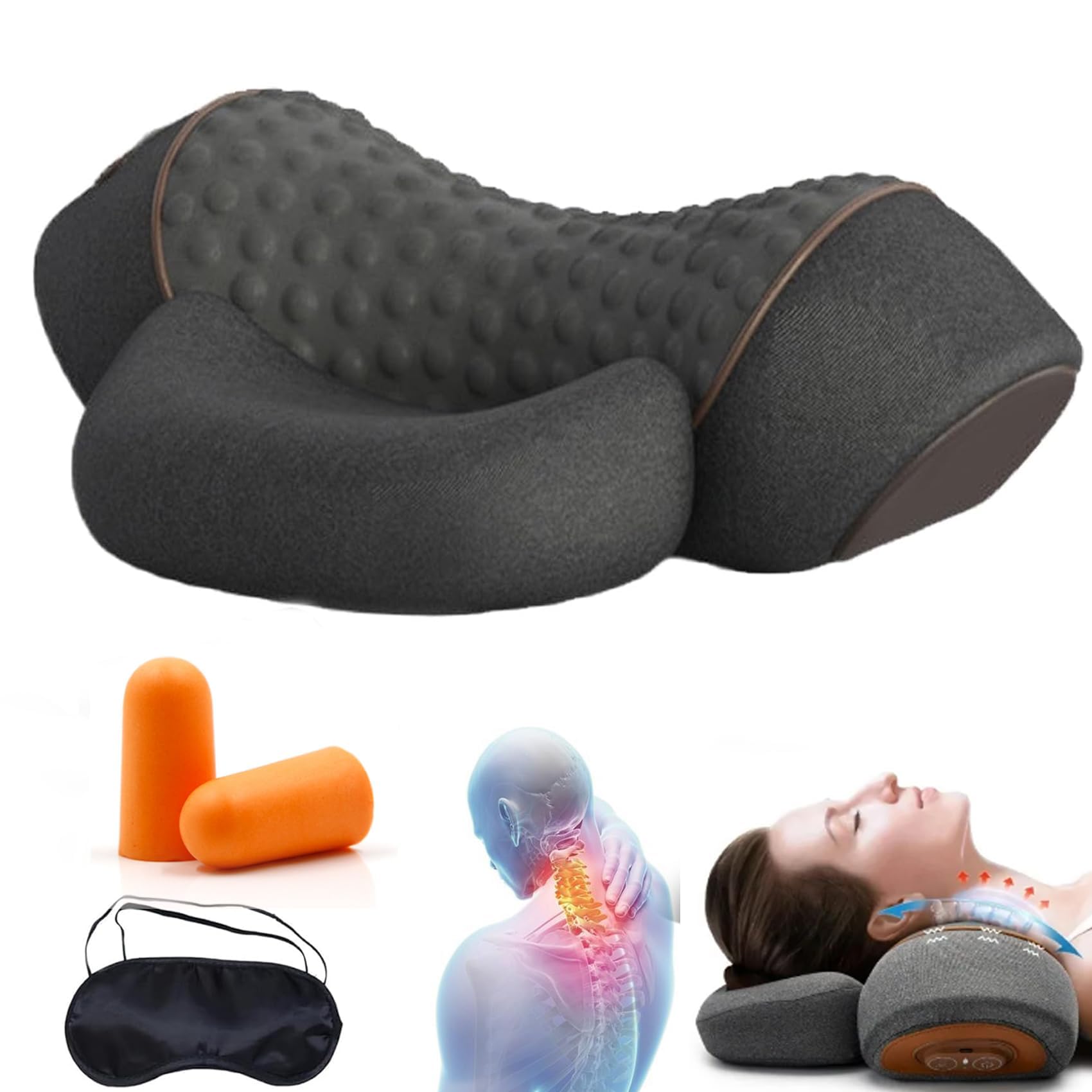Générique Masseur Cervical, Masseur Dos et Cervicales avec Traction, Massage et Chaleur, Masseur D'éPaules pour Soulager Les Douleurs des Tissus Profonds (Gris Foncé)
