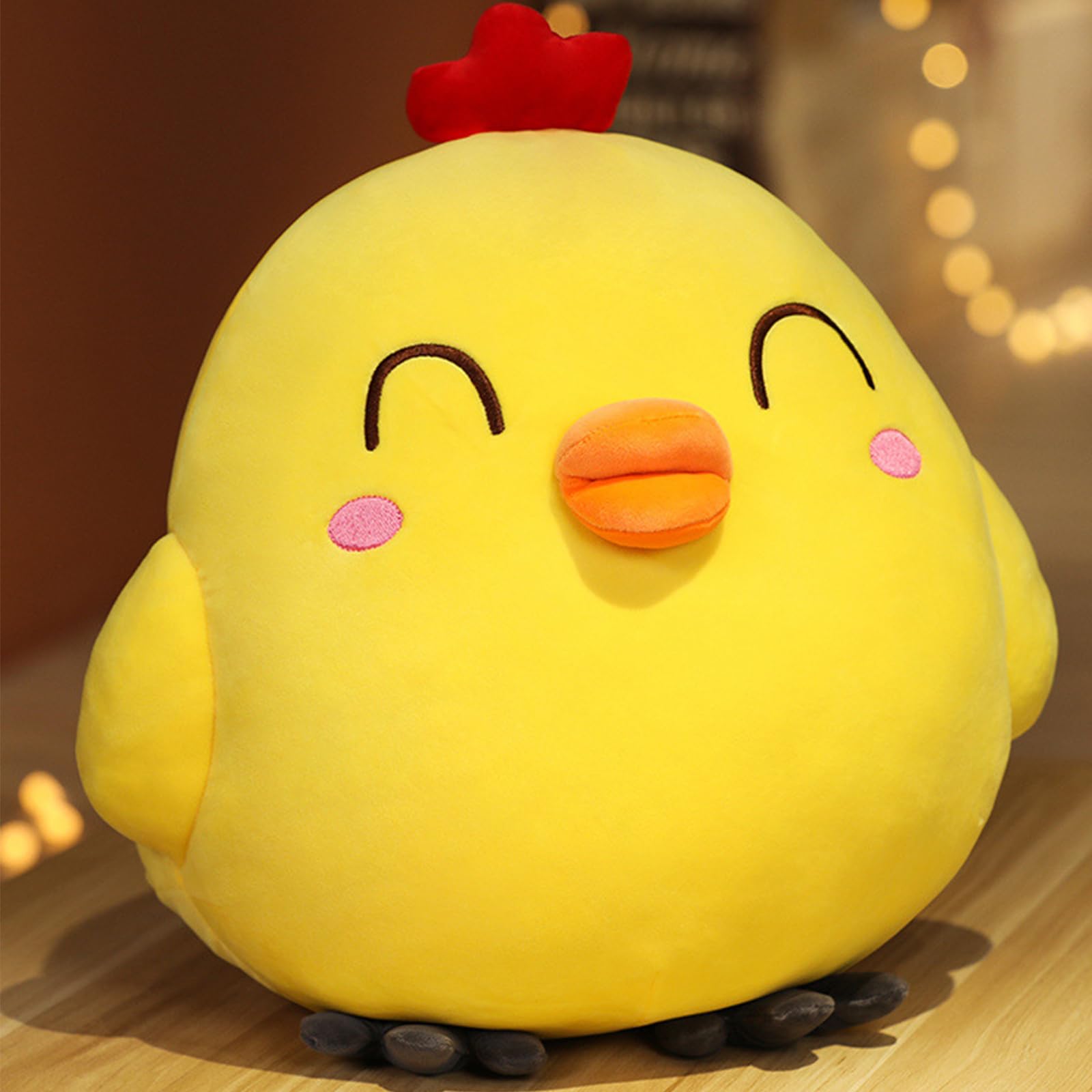 Gelb Huhn Kuscheltier, 25/50/60cm Hühner Plüschtier, Stofftier Plüsch Tier, Geschenk für Jungen Mädchen Erwachsene (glücklich,60cm)