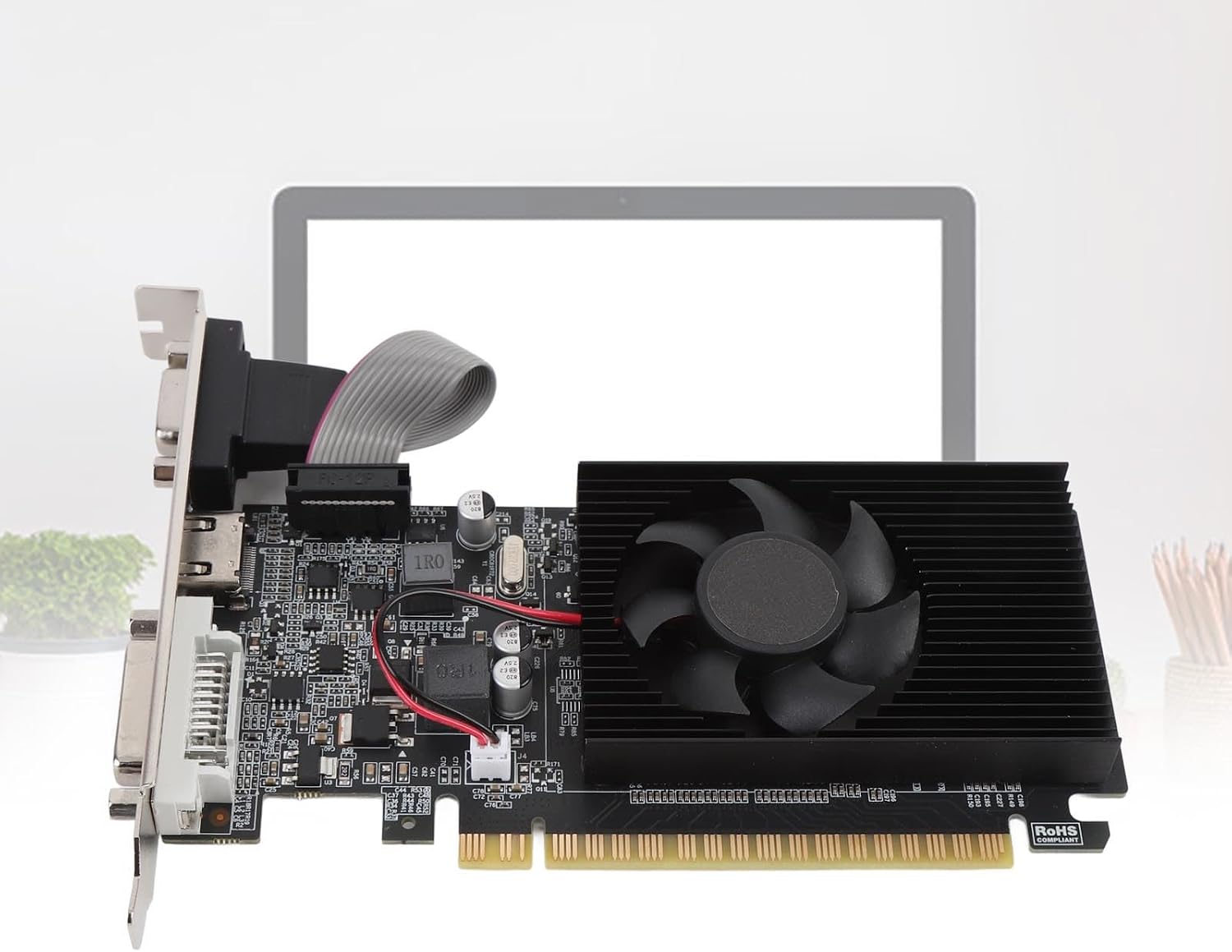 Zunate PCI Express 2.0 Graphics Card 1GB DDR3 64 Bit – 500MHz Core, 589MHz Memory, VGA DVI HDMI Output, Low Noise Video Card for PC Display Rendering and Multimedia Use