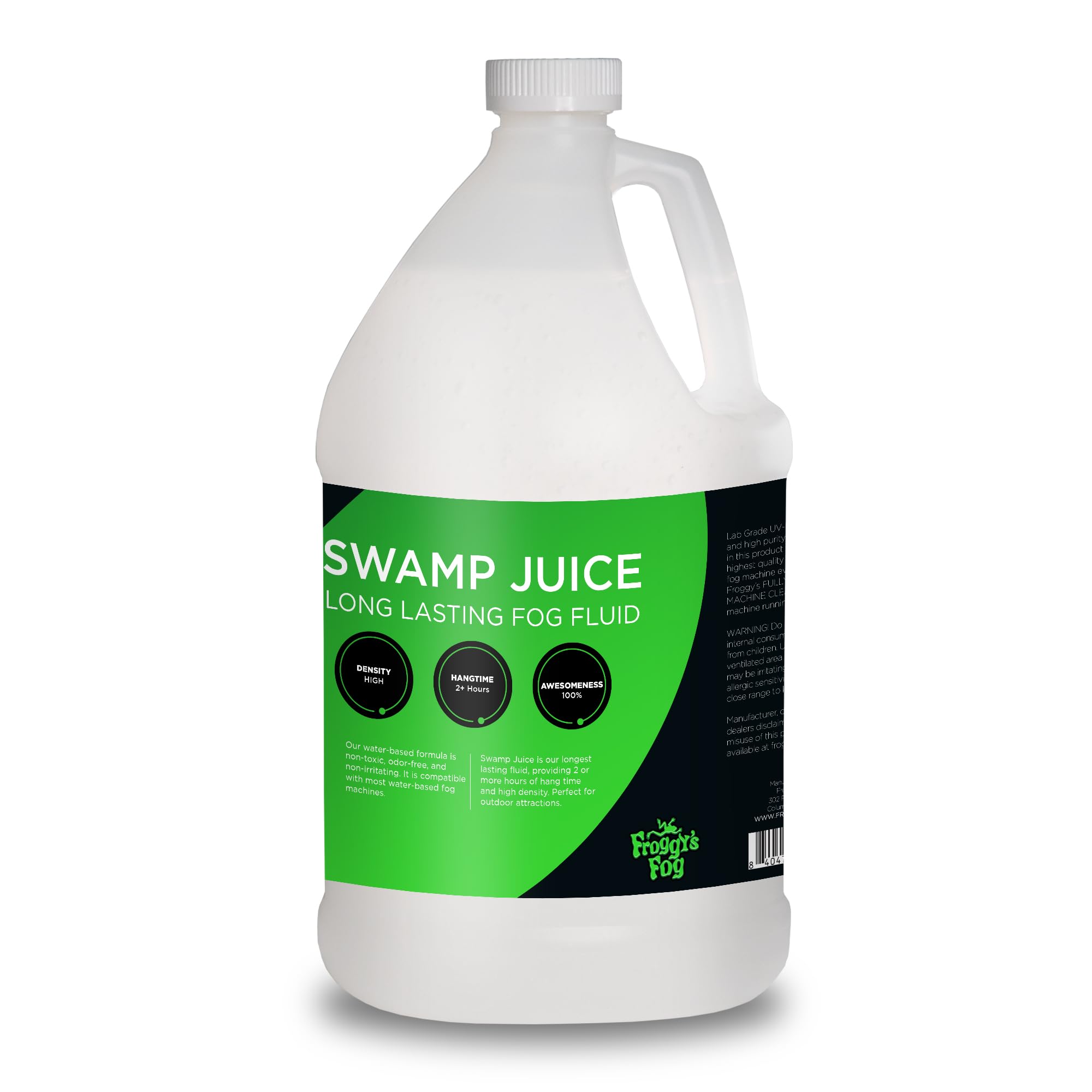 Froggy's Fog Swamp Juice Bottle, Ridiculously Long-Lasting Fog Fluid with 2-3 Hour Hang Time for Professional and Home Haunters, Theatrical Effects, and DJs, 1 Gallon