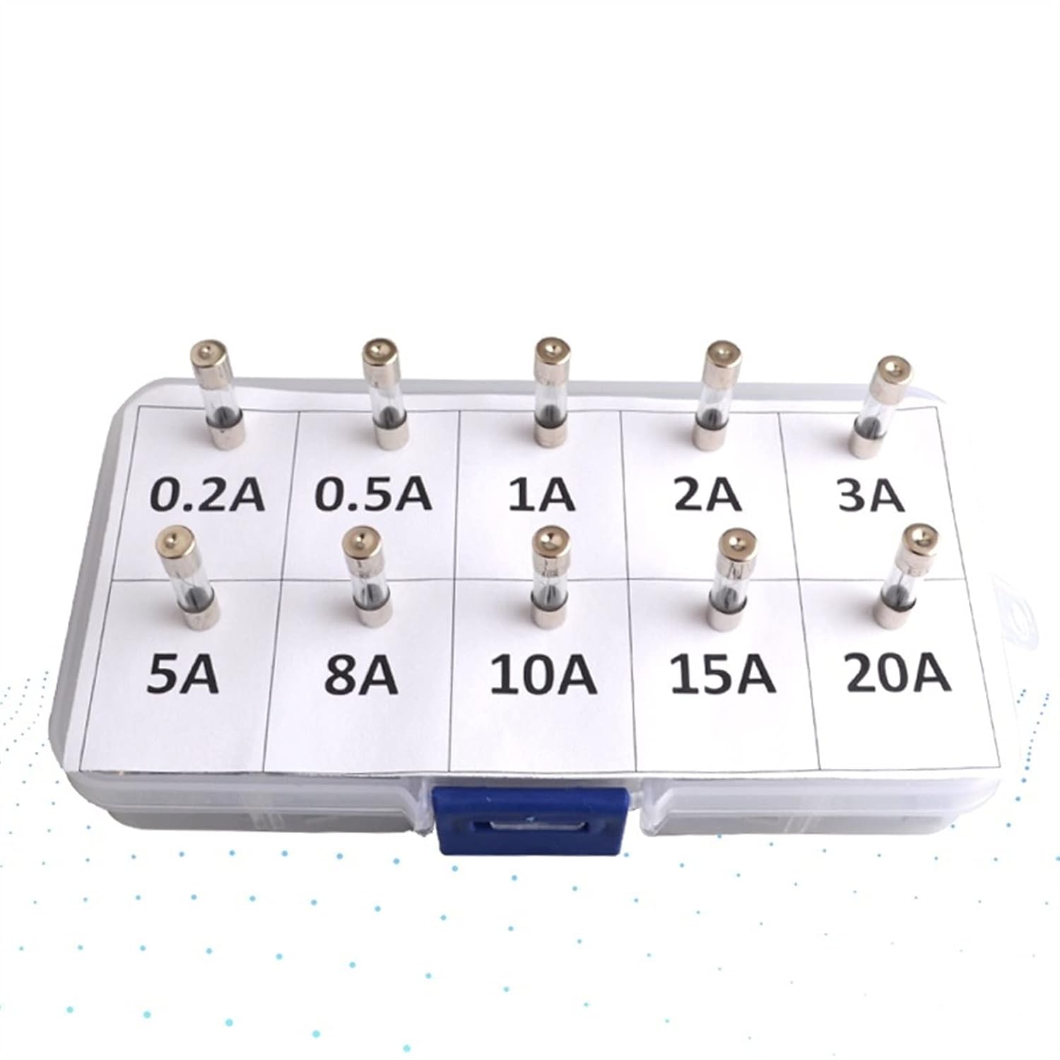 Fuse 100Pcs Set 5x20mm Quick Blow Glass Tube Assorted Kits,Fast-Blow Fuses