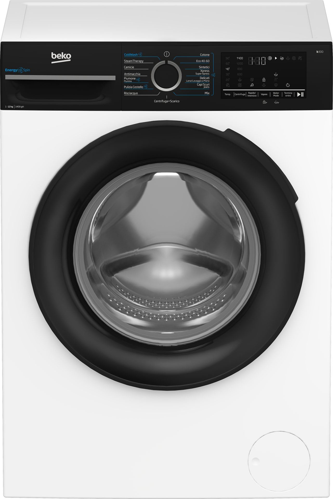 Beko b300 BMGWT41241B: Lavatrice EnergySpin 12kg, Classe A, 1400giri