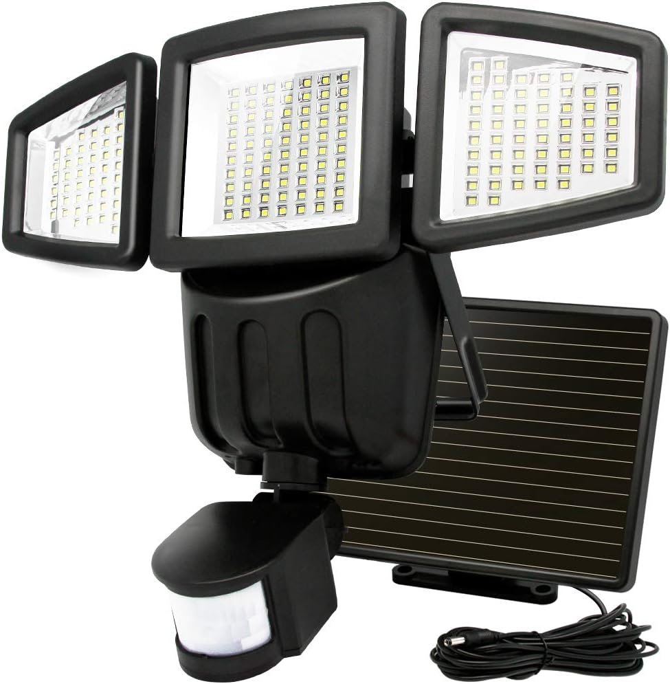 Solar Lights Outdoor, Costech Ultra Bright 182 LED Solar Motion Sensor Lights; Wide Lighting Angle Area, Waterproof Outdoor Security Lighting for Patio, Yard, Garden, Driveway - Black