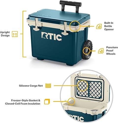 Miniatura 3 de RTIC Hielera ultraligera de 22 cuartos de galón con asa, caja de hielo portátil con aislamiento duro para playa, bebidas, bebidas, campamento,