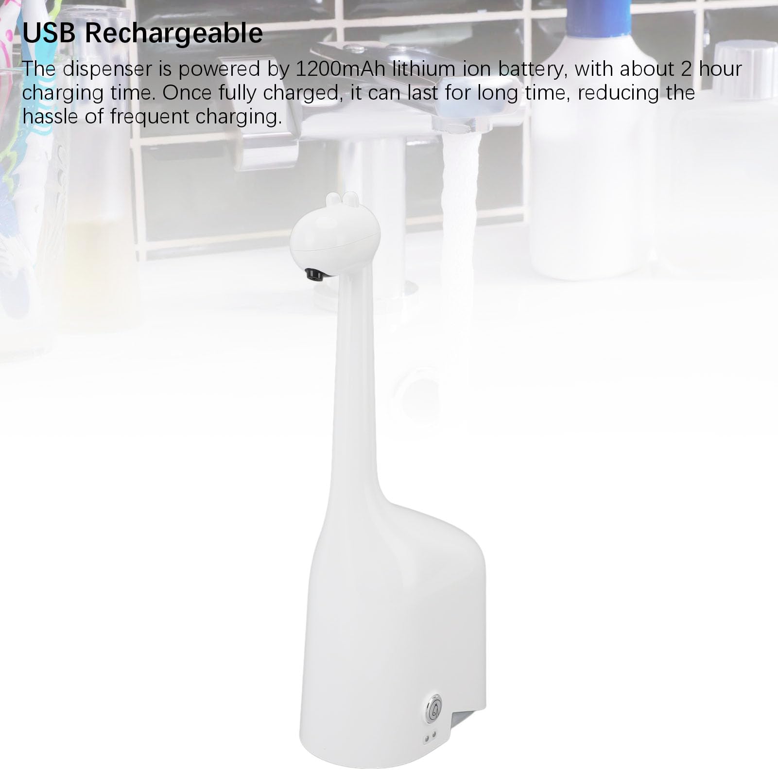 Distributore di Sapone Automatico, Rilevamento Elettrico Senza Tocco in Schiuma di Sapone Distribuibile USB Ricaricabile con Controllo in Schiuma Regolabile per il Bagno