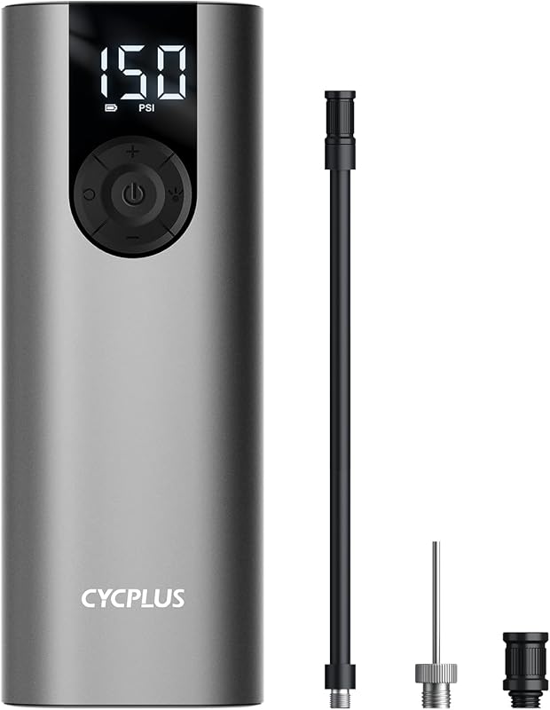 CYCPLUS Tire Inflator A8 150 PSI Aluminum Alloy Shell | Portable Air Compressor with Digital LCD Screen Pressure Gauge, Cordless Electric Pump for Car, Motorcycle, Bicycle and Balls