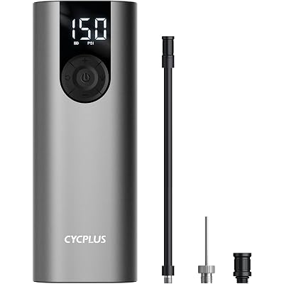 CYCPLUS Tire Inflator Portable Air Compressor, 150 PSI Cordless Air Pump with Digital LCD Screen Pressure Gauge, Electric Pump for Car, Motorcycle, Bicycle and Balls