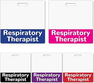 Besoar 5 Pack Respiratory Therapist Badge Buddy Card Holder - Horizontal RT Accessories Blue Pink Purple Red Black Colors ID Name Identification Tags for Hospital Medical Work