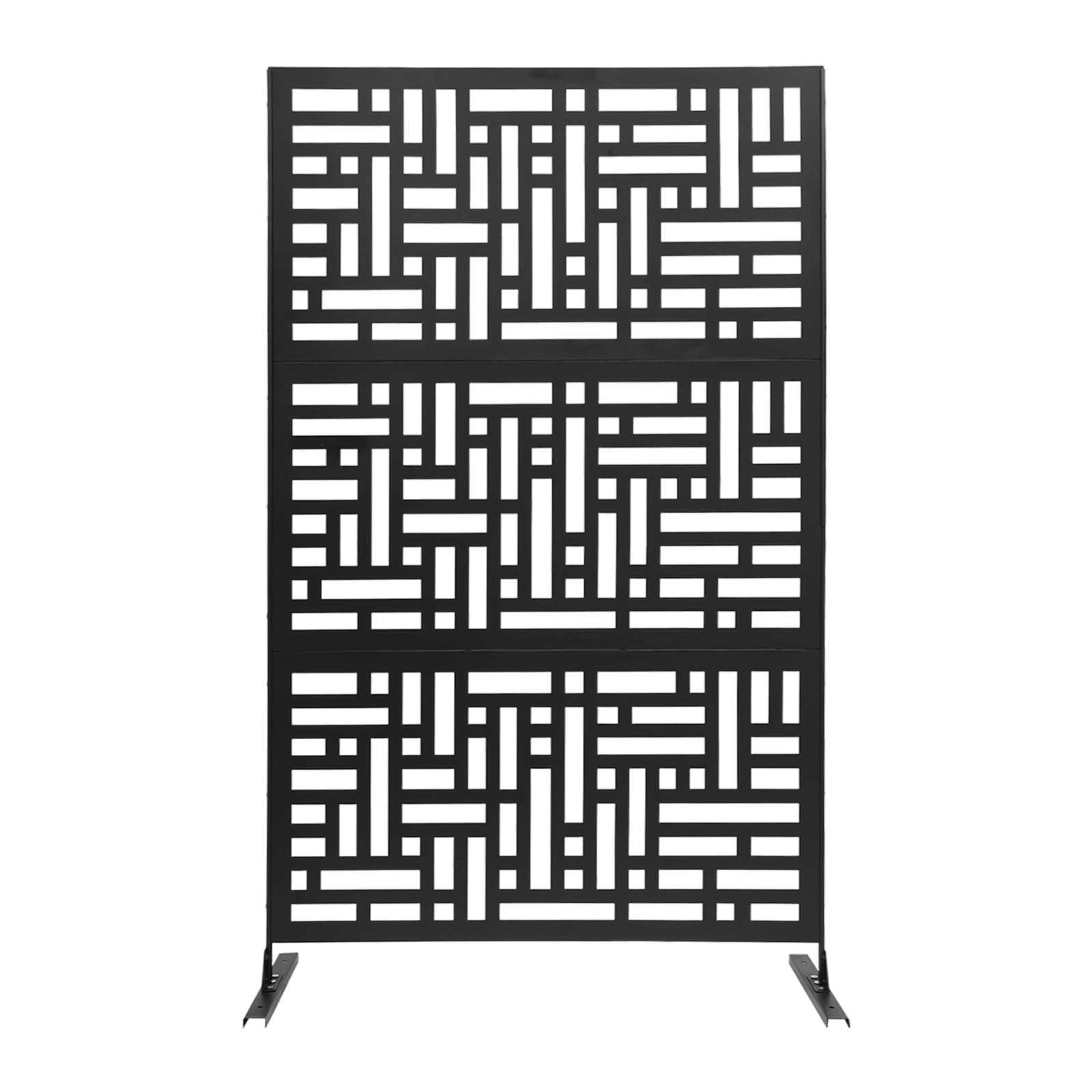 Paravent d'extérieur avec socle - 120 x 190 cm - Brise-vue pour extérieur, balcon, jardin, coin salon - En métal - Noir