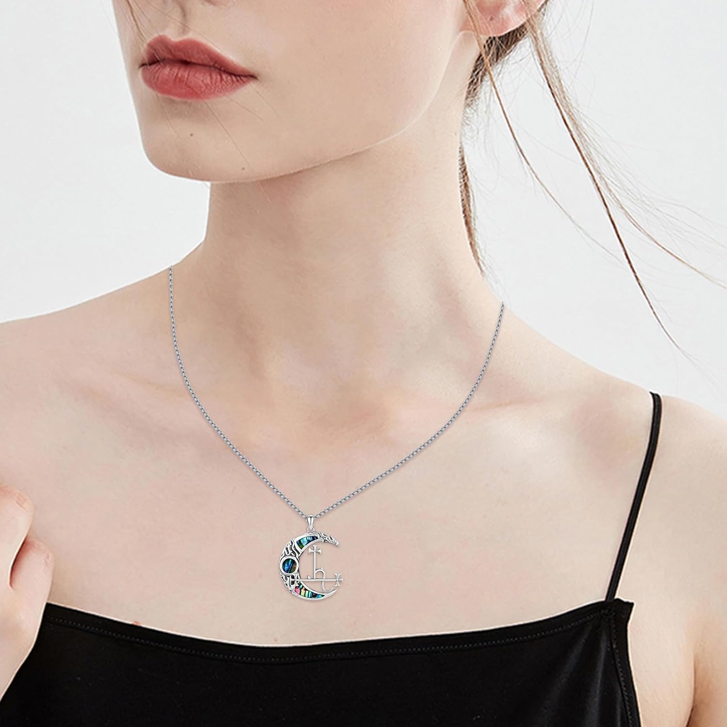 TRISHULA Peace Sign Necklace S925 Sterling Silver Sigil of Lilith Hippe Alcoholics Anonymous Necklace Protection Jewelry Gift for Women Mother Daughter - Image 3