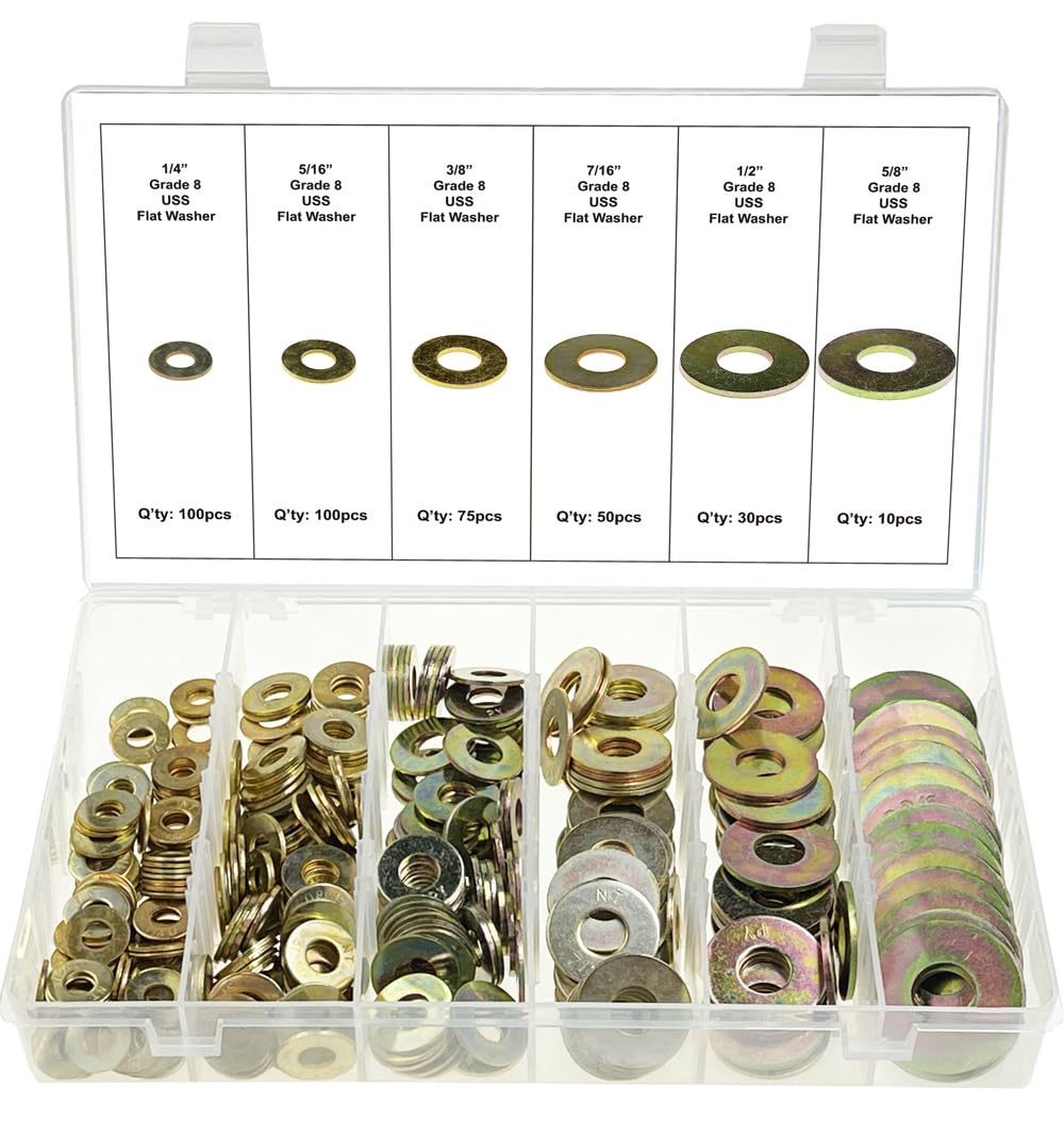 Swordfish 30620 - USS Pattern Grade 8 Flat Washer Assortment, Pack of 365 Pieces