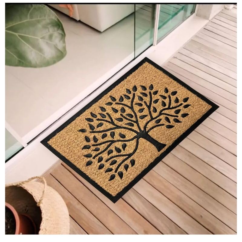 Capacho Antiderrapante Fibra de Coco 75cm x 45cm Desenho Árvore | Horizontal