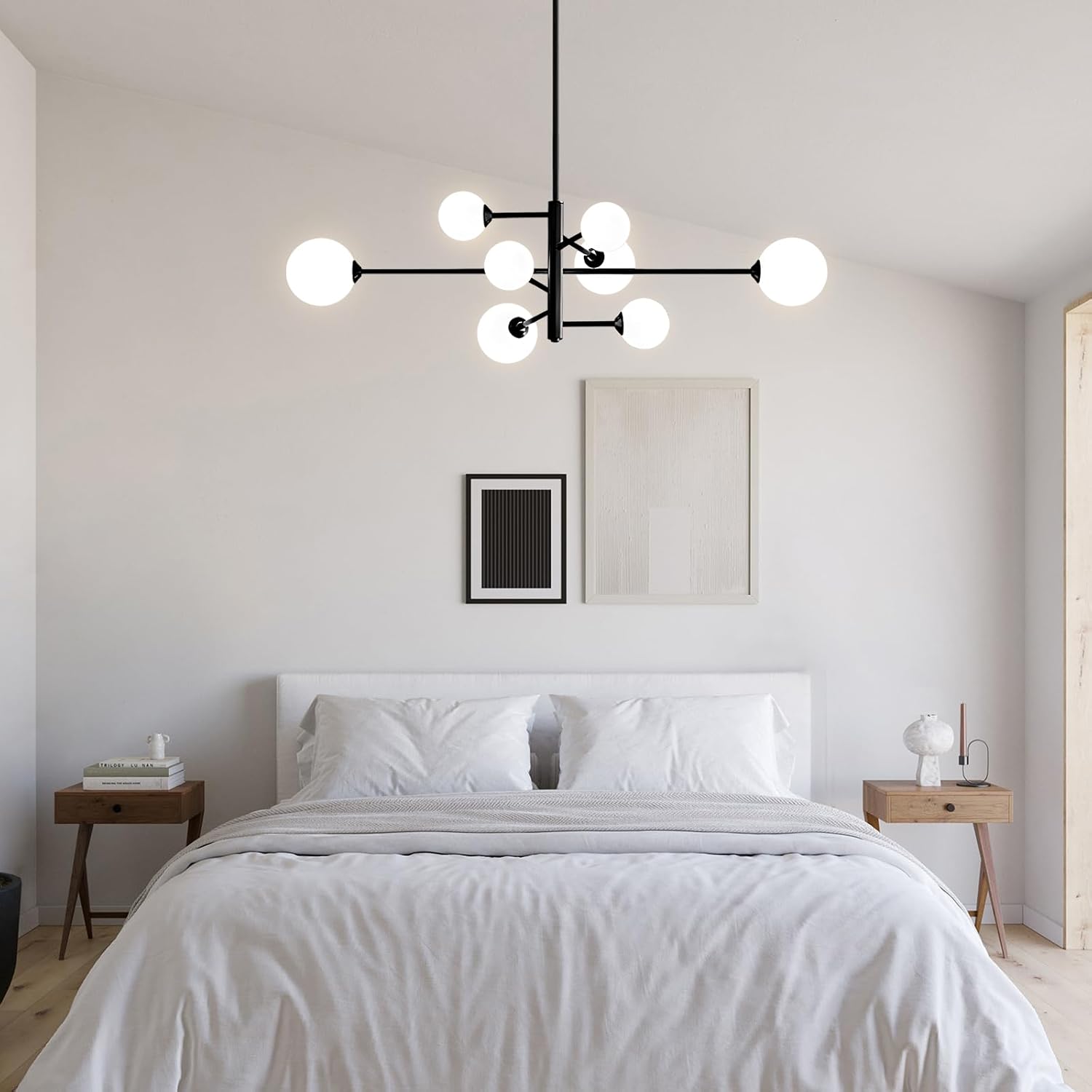 KCO Lighting 8 Light Sputnik Chandelier Modern Industrial Dining Room Chandelier Black Ceiling Light Fixture Mid Century Pendant Light Fixtures