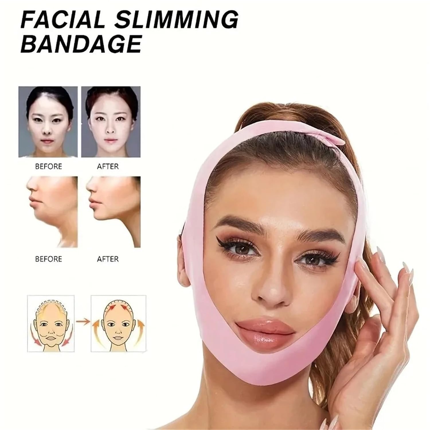 Face Toning Belt ​Adjustable Chin Strap Breathable Comfortable Breathe Face Lift Belt for Men Women(Black)