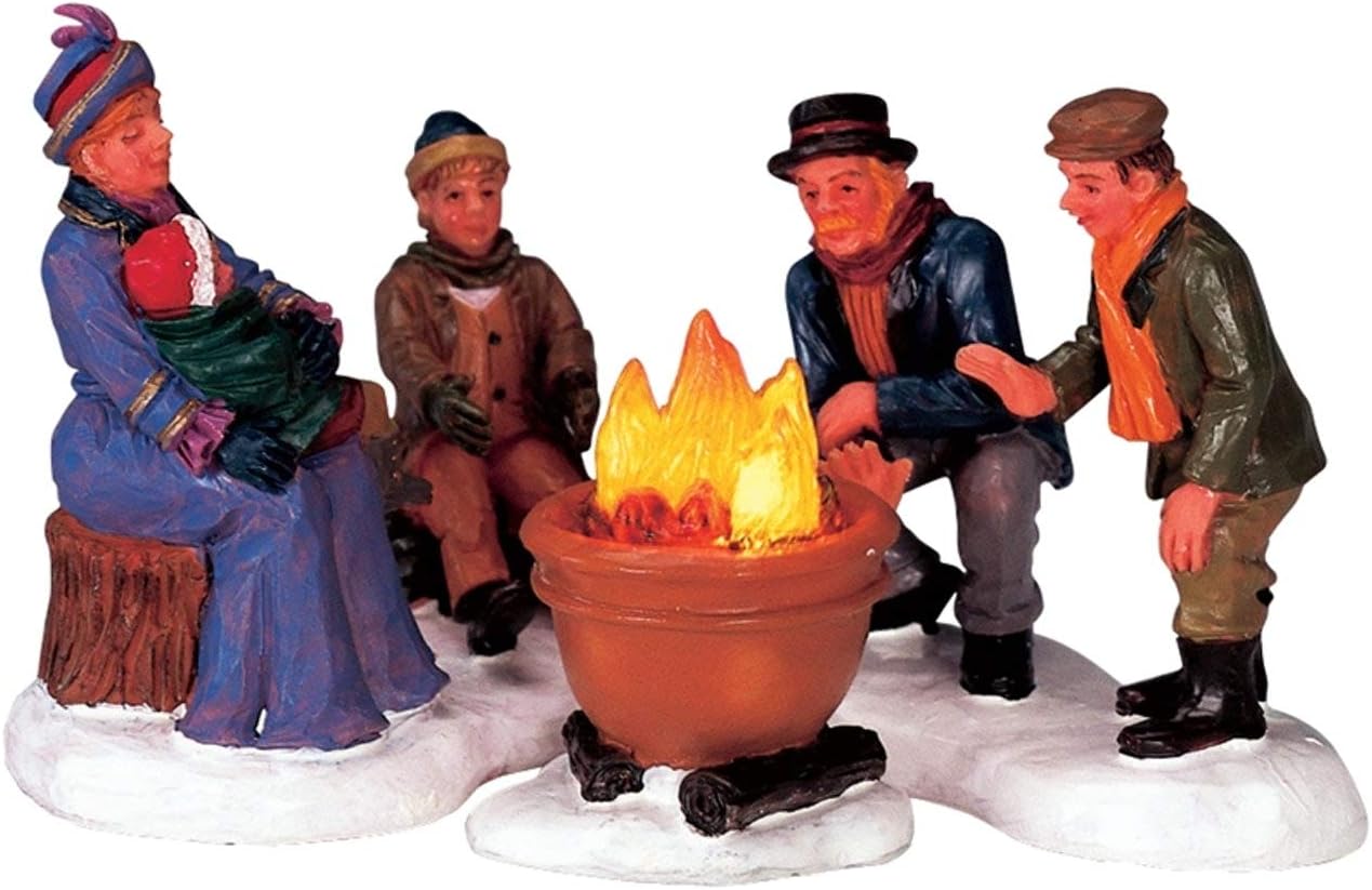 2004 Bonfire Set of 3 Lighted Christmas Village Figurines