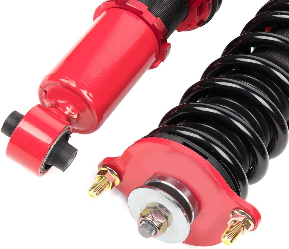 Adjustable Height Coilovers Struts Front And Rear Fit for 1991-1996 for Dodge Stealth, 1991-1999 for Mitsubishi 3000GT Coil Spring Over Shock (Set of 4) - Red