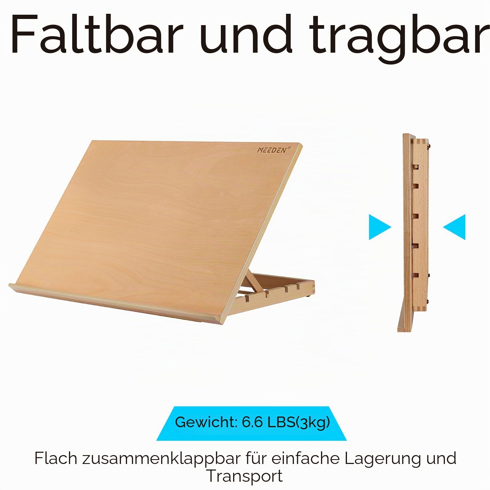 MEEDEN Extra große Schreibtischstaffelei: 50,8 x 76,2 cm, tragbar, Buchenholz, Standstaffelei – 5 Positionen verstellbare Desktop-Zeichenstaffelei
