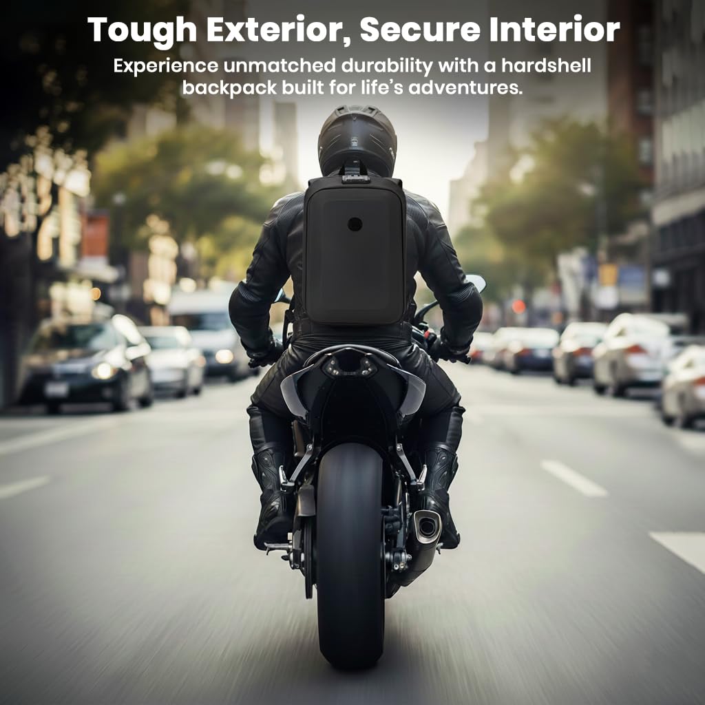 COMPX Hardshell Laptop Backpack Bag for Man - 15L Volume & Fit for 17” Laptop Waterproof, Anti-Theft, 3 Pin Lock, Padded Shoulder Straps, 180° Flat-open, Bagpack for Daily Commute & Office 19 61ePekM9OeL. SL1024