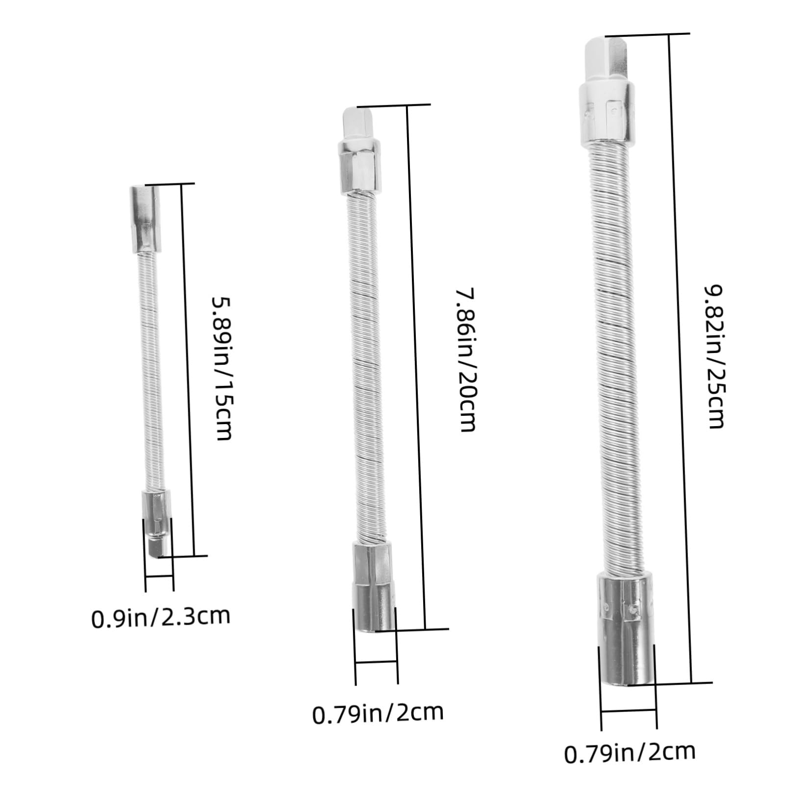 Mobestech Barre D'extension Flexible en Acier pour Travaux Automobiles et Bricolage 1/4, 3/8, 1/2 Ensemble 3 Pièces pour Atteindre les Espaces Étroits pour Clé à Douille