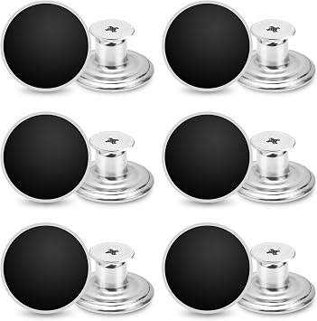 24 Pcs 17mm Jeans Button Replacement, Metal Buttons for Jeans No-Sew Nailess Removable Button for Jacket Coat, Loose Jeans, Pants DIY Sewing Replacement Black