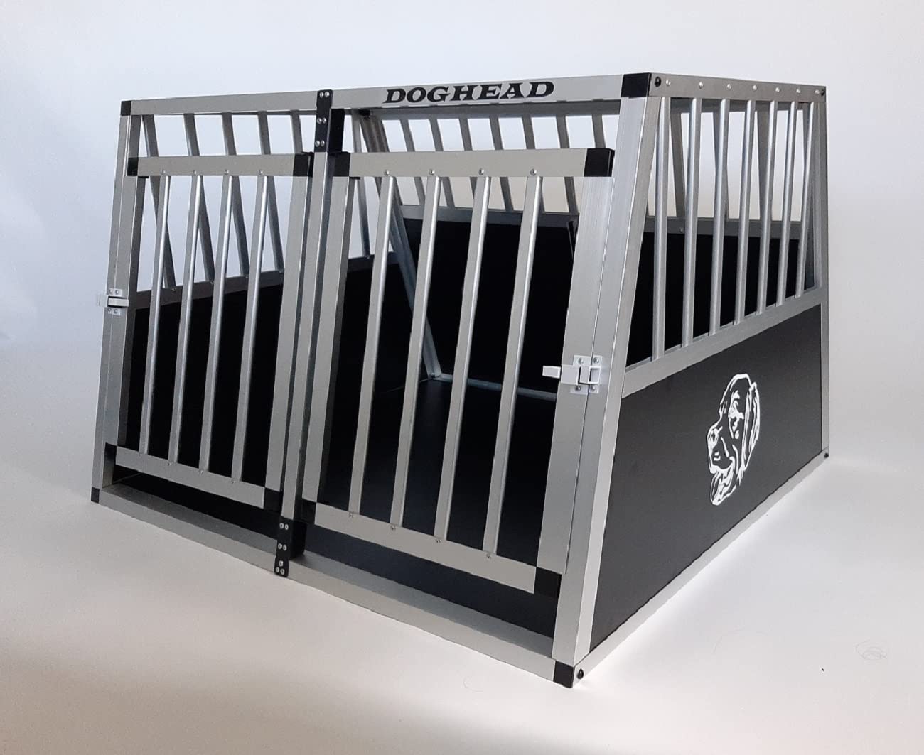 Cage Transport Chien Doghead Aluminium 80 X 85 X 63 Cm - Structure Trapézoïdale Robuste