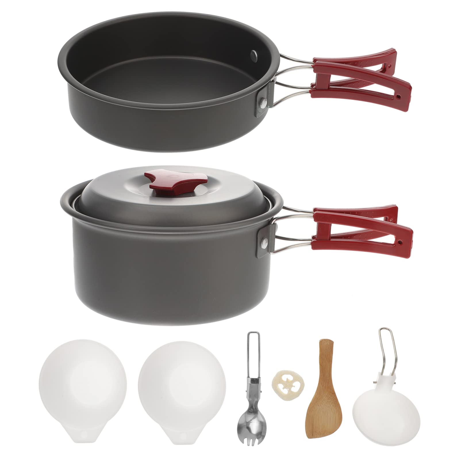 Toddmomy Camping Cookware Set Portable Hiking Pot Pan Bowl Kit Lightweight Aluminum Stove Accessories