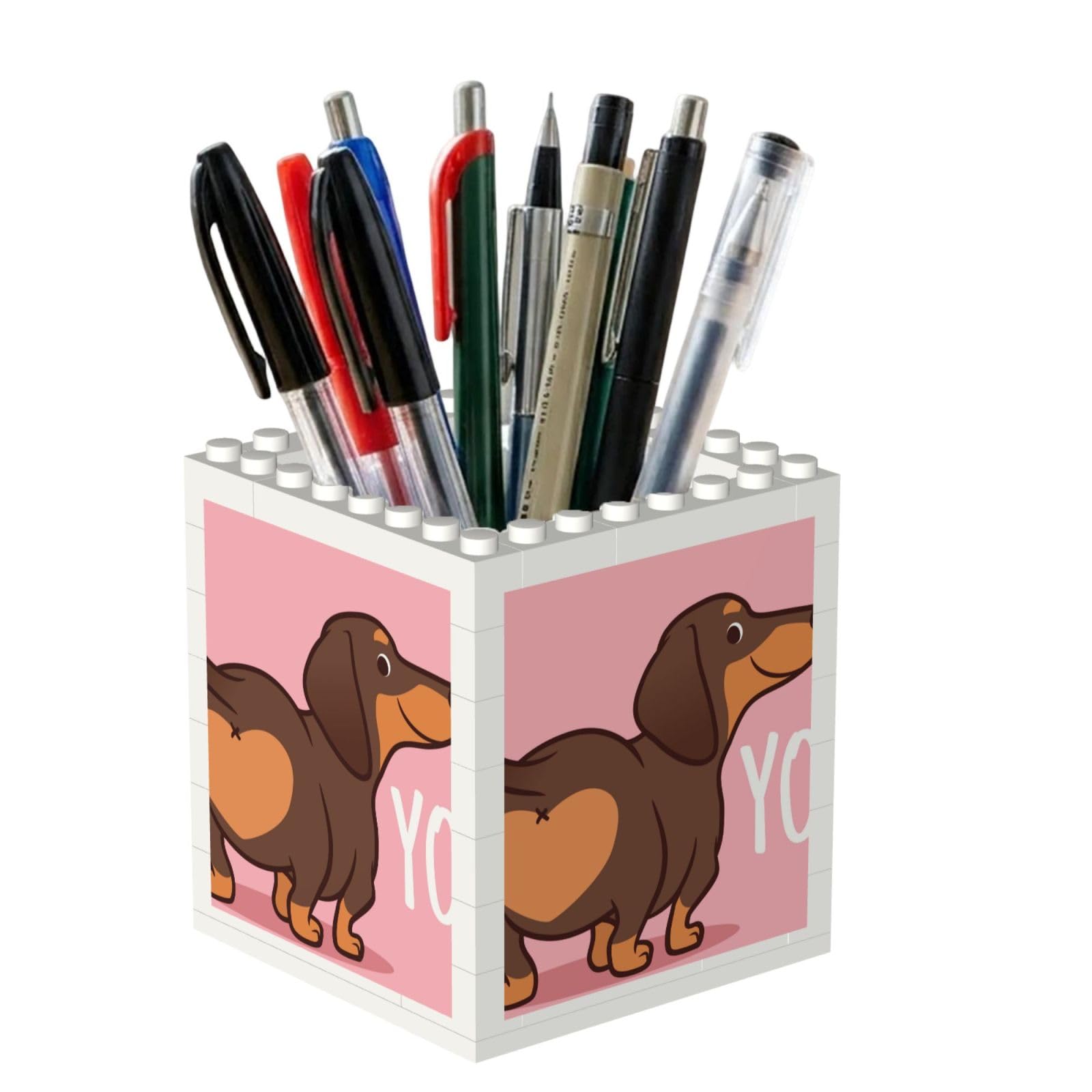 Poadnly Dachshund Puppy Dog, Pen Pot Pencil Holder for Office Home School, Compact Desk Organiser for Office Stationery