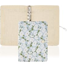 SUPERFINDINGS Cloth Binder Covers A5 Binder 6 Ring Refillable Cover with Embroidered Flower Design Light Steel Blue Floral Notebook Binder for Planner Journal Organization