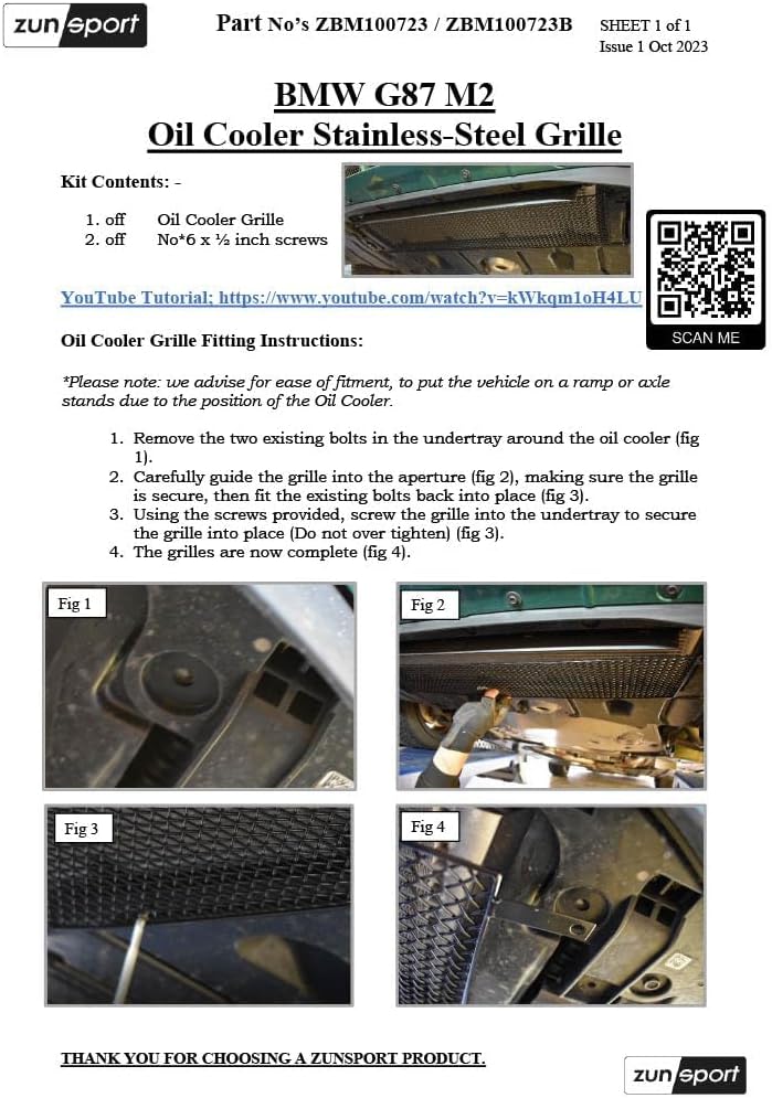 Zunsport Compatible With BMW G87 M2 - Front Grill Set - Black Finish (2023 -)