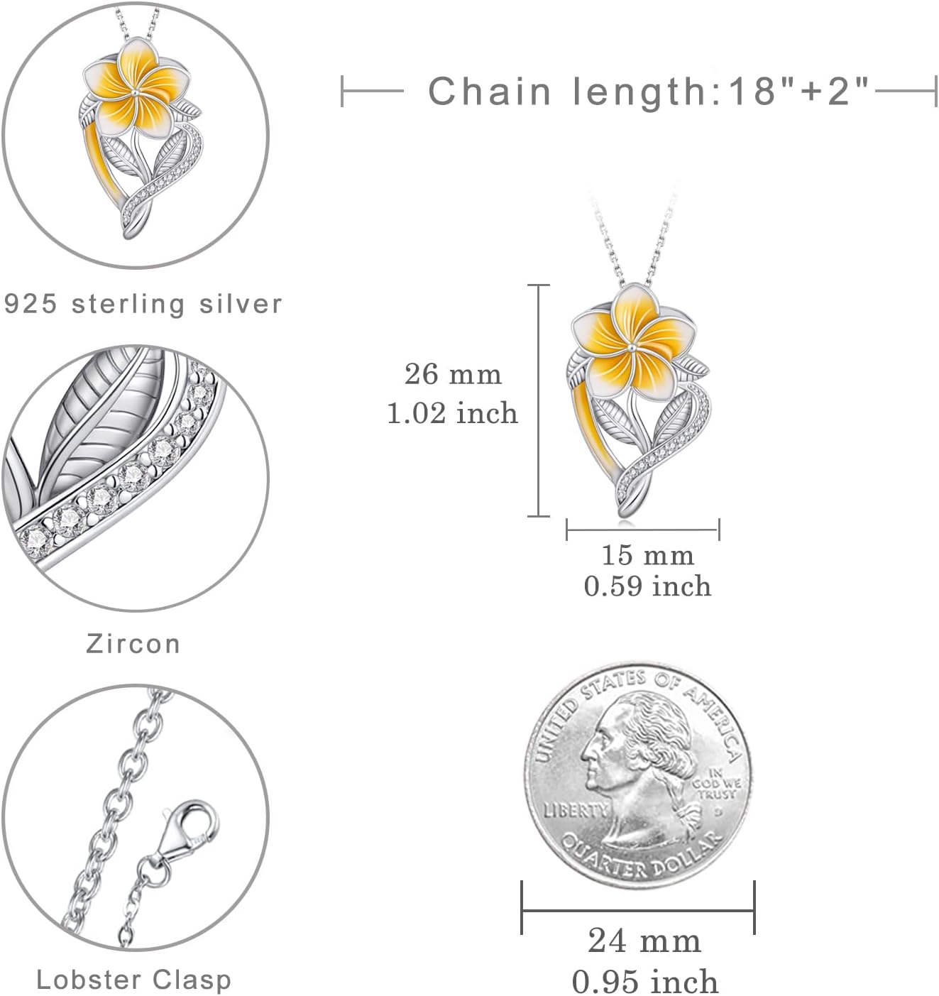 925 Sterling Silver Flower Pendant Hibiscus Sunflower Flower Jewelry Sterling Silver Gift for Women