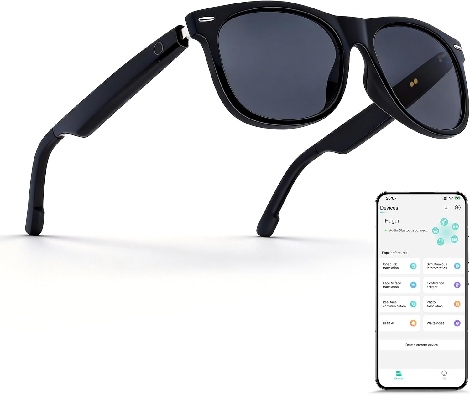 AI Smart Glasses for Men & Women – Powered by ChatGPT, 137+ Languages Translation and Voice Assistant , Meeting Assistant, Bluetooth Glasses w/ Music & Hands-Free Calling, UV & Blue Light Protection