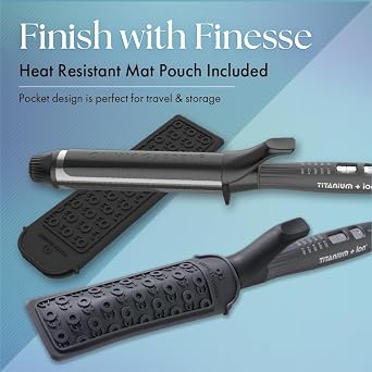Olivia Garden Titanium + Ion High Performance Professional Curling Iron - Dual Voltage, Snag-Free Styling - Fast Heat Up to 455F with Heat Resistant Heat Mat/Pouch