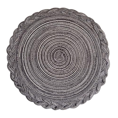 Sets de table gris à motif floral tissé rond 38 cm de qualité - 2