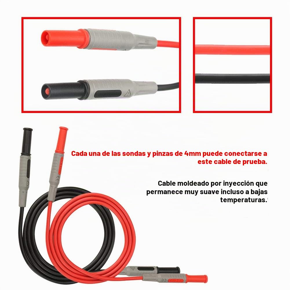Puntas de Prueba, P1032 4mm 1000V 15A Conector Tipo Banana Línea de Prueba Moldeado por inyección Cable de Cable multímetro Recto a Recto