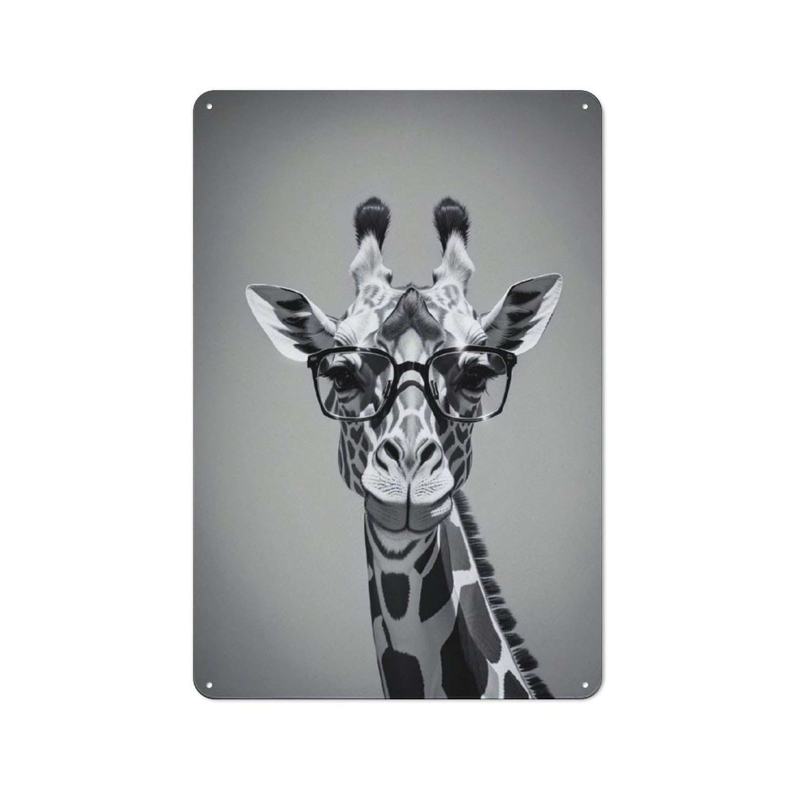 Junmoney Giraffe Black And White Cottage Style Country Metal Sign 30X20cm, Farmhouse Wall Decor For Farmhouse Kitchen, Pantry Or Dining Area