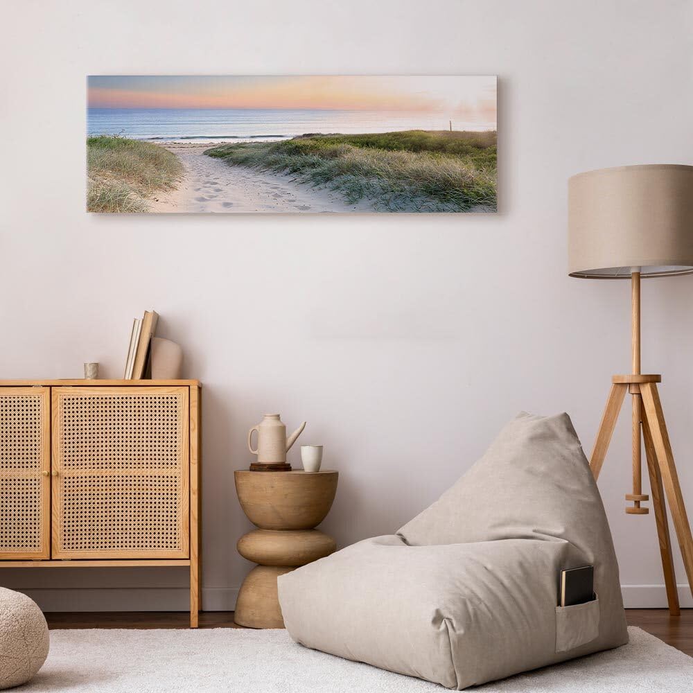 decomonkey Impression sur Toile structurée Plage Mer 150x50 1 Pièce