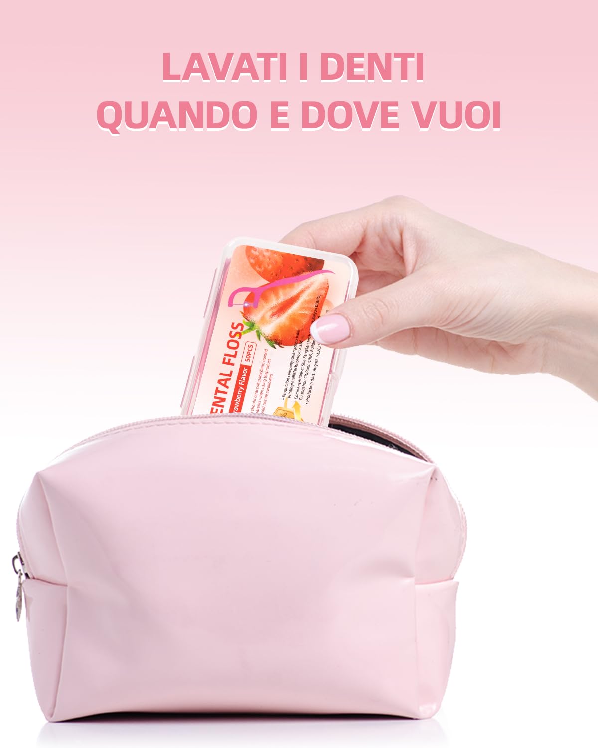 600 stuzzicadenti con filo interdentale alla fragola per la cura dei denti - Bastoncini per la pulizia dei denti per rimuovere la placca e i residui di cibo