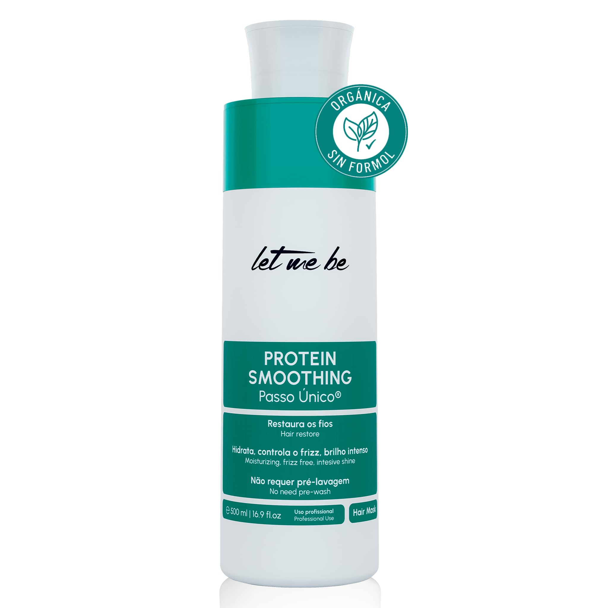 Let Me Be – Protein Smoothing, Organische Brasilianische Keratin-Haarglättung in 1 Schritt, Formaldehydfrei, mit hydrolysiertem Keratin, Professionelle Ergebnisse bis zu 6 Monate – 500ml